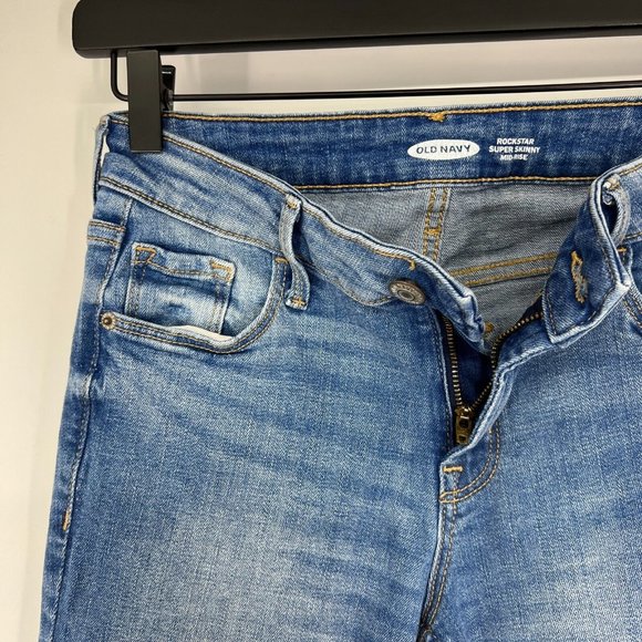 Old Navy Rockstar Jeans Mid Rise Super Skinny Blue Denim - Picture 4 of 11